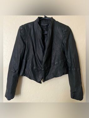 Alice + Olivia Real Leather Drape Cropped Moto Jacket-Size S